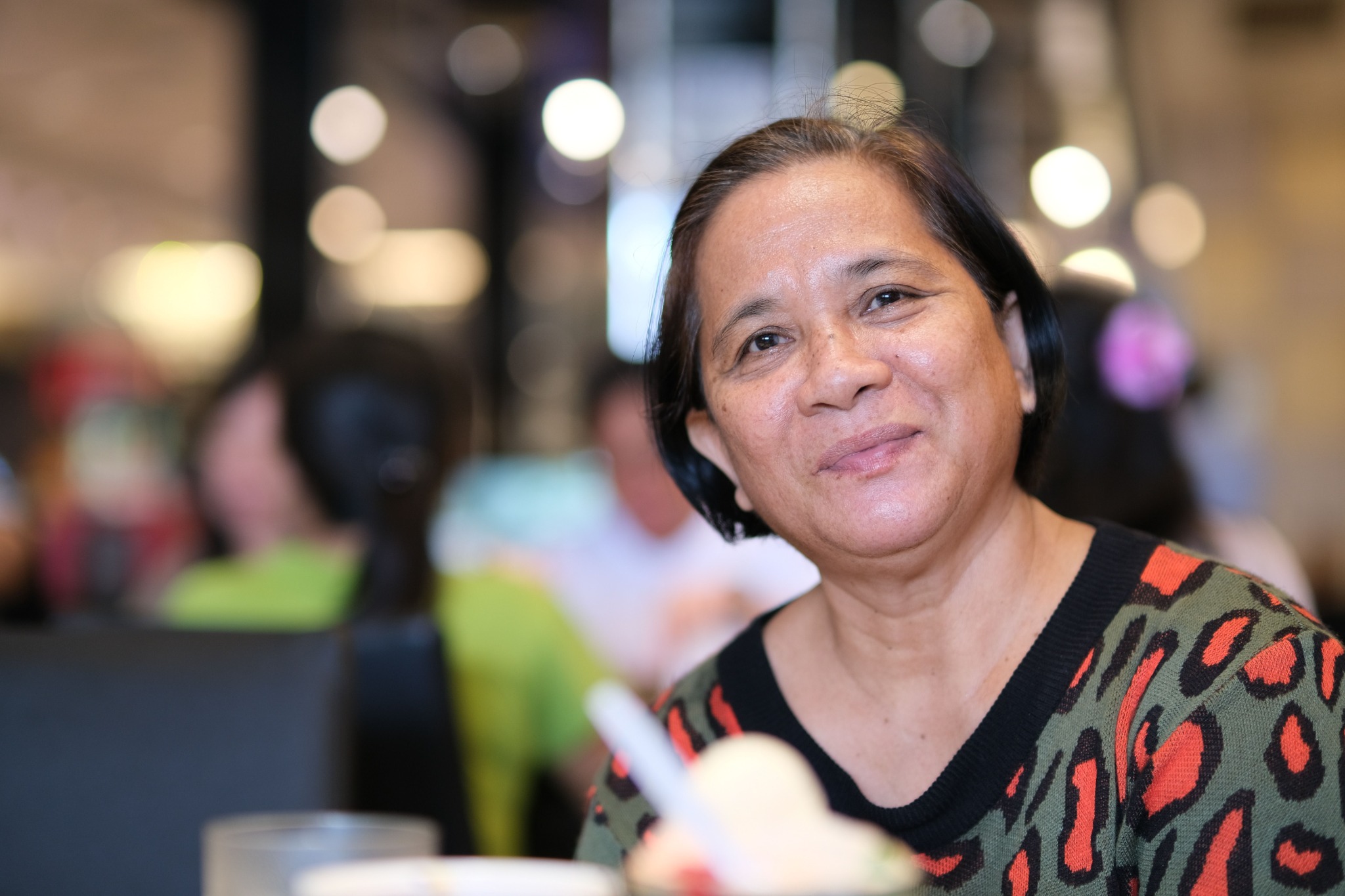 A woman in a café